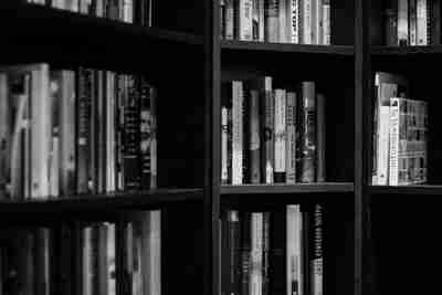 image of books on bookshelves
