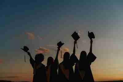 Image of graduates with caps in the air